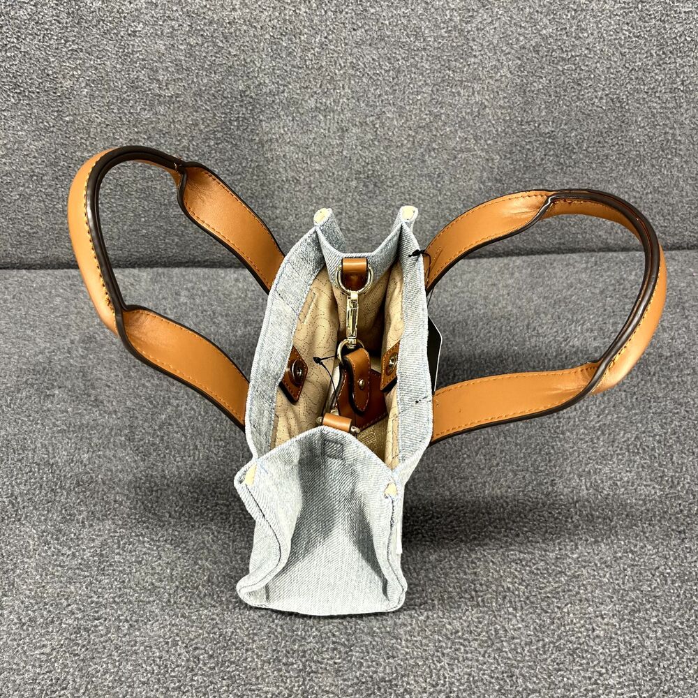 True Religion Mini Tote Bag Blue Crossbody Adjustable Strap double‎ handle - Picture 6 of 8